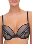 Passionata Womens Olivia Extra Push-Up Bra - Lipstick Pink - Black Nylon - Size 34C