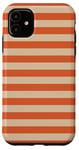 Coque pour iPhone 11 Orange Beige rayé Girly Esthétique Preppy Stripes