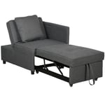 HOMCOM Folding Sleeper Sofa Bed Chair with Pillows, Pocket, Grey