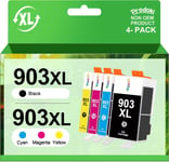 903 XL 903XL Cartouches d'encre Remplacement pour HP 903XL 903 XL Cartouches Encre pour HP OfficPro 6970 6960 Offic6950,Grande Capacité (4-Pack,Noir Cyan Magenta Jaune)