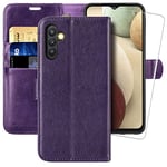 MONASAY Galaxy A24 4G Wallet Case, [RFID Blocking]Flip Folio Leather Cell Phone Cover with Credit Card Holder for Samsung Galaxy A24 4G, Purple