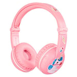 BuddyPhones PLAY, Wireless Bluetooth Volume-Limiting Kids Headphones, 14-Hour Battery Life, 4 Volume Settings of 75, 85, 94db and StudyMode, Includes Backup Cable for Sharing, Pink