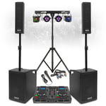 VX1050 Mobile DJ Set PA Speakers System with Twin CD Mixer, Lights and Micophone