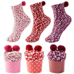 JARSEEN 3 Gift Boxes Valentine's Day Christmas Socks Women's Cozy Super Soft Warm Fuzzy Plush DIY Socks (Pink,Red,Purple)