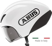 ABUS Time Driving Helmet Gamechanger TT 1.1 - casque de vélo aérodynamique pour la conduite sportive - triathlon, contre-la-montre et cyclisme sur piste - pour femmes et hommes - taille L, blanc