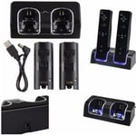 2 Port + 2 BATTERIE 2800mAh STATION CHARGEUR Pr Nintendo Wii WIIMOTE MANETTE