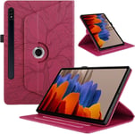 Coque Pour Tablette Samsung Galaxy Tab S9 Ultra/Tab S8 Ultra 14.6 Pouces 2023/2022 (Sm-X910/X916b/X900/X906) Etui Rotatif 360 Housse Pu Cuir Flip Support Protection Cover Case,Rouge Arbre