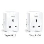 TP-Link Tapo Smart Plug Wi-Fi Outlet Bundle, Works with Amazon Alexa & Google Home, Wireless Smart Socket, Device Sharing, No Hub Required (Tapo P110+Tapo P100)