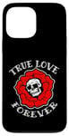 Coque pour iPhone 13 Pro Max Retro Vintage True Love Forever Skull and Flower Memento Mori