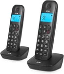 Air Pro Duo Téléphone Fixe sans Fil Duo avec écran Lumineux, identificateur d¿Appel, Mains Libres, Mode Mute, répertoire 20 Contacts, compatibilité Gap et Mode ECO - Noir