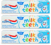 Aquafresh Milk Teeth 0-2 Years 50ml | Baby Toothpaste | Fluoride-Free X 3