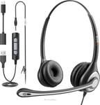 Wantek USB Headset with Microphone for PC Laptop,3.5mm/USB/Type-C Jack 3-In-1 &