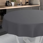 ANRO Nappe en Toile cirée, Lavable, pour Table de Jardin, extérieur et intérieur, Ronde, 120 cm, Bord coupé, Anthracite