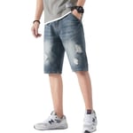 Short En Jean Homme Dechiré Regular Droite Bermuda Ete Fashion Effet Abrasion Et Délavé