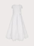 Monsoon Kids' Lola Satin Lace Maxi Dress, White