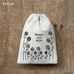 Small Drawstring Cotton Wedding Gift Bag | Happy Ever After Words Canvas