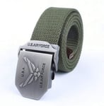 Ceinture en Toile,Mode Hommes Femmes Durable Ceinture en Toile Neutre Us Air Force Boucle en Métal De Luxe Ceintures De Jeans pour Hommes Ceinture Tactique Vintage Sangle Militaire Mâle, Vert, 1