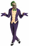 Mens Deluxe The Joker Fancy Dress Costume & Mask Halloween Batman Villain