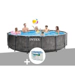 Piscine tubulaire Intex Baltik ronde 5,49 x 1,22 m + 6 cartouches de filtration Gris Effet Bois