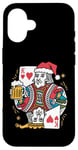 Coque pour iPhone 16 King Of Hearts With Beer Jeu de cartes vintage pour amateur de bière