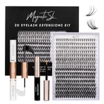 DIY Lash Extension Kit 320PCS 20D+50D Curl Lash Clusters Kit with Lash Bond and Seal and Lash Applicator Easy to Apply at Home for 10-16mm Individual Eyelash Extension Kit-（20D+50D-0.07D-KIT）