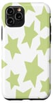 Coque pour iPhone 11 Pro Green Stars, esthétique preppy, style rétro des années 70, Y2K, pastel danois