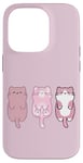 iPhone 14 Pro Three Adorable Pink Cats with Sugar Sprinkles Case