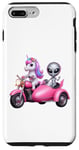 Coque pour iPhone 7 Plus/8 Plus Licorne et extraterrestre OVNI équitation une moto garçons filles femmes