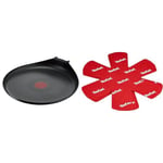 Tefal Ingenio Poêle à crêpe 27 cm, Non induction, Revêtement antiadhésif, Empilable, Compatible lave-vaisselle, Easy Plus L1461004, Noir & Set de 4 Protectors, Plastique, Rouge, 38 x 36 x 1 cm