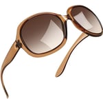 Joopin Lunettes de Soleil Femme Polarisées Classique Grand Cadre Rétro Oversize Brown Dégradé Marron