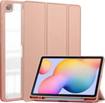 Ultra - Mince Coque Pour Samsung Galaxy Tab S6 Lite Tablette 10,4 Pouces 2022 (Sm - P613 / P619) Et 2020 (Sm - P610 / P615) Avec Étui Arrière Transparente Et Porte - Stylet S-Gold