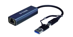 D-Link DUB-2315 USB-C/USB to 2.5 Gigabit Ethernet Adapter. USB-C Thunderbolt 3 or USB 3.0 to RJ45 2.5 Gigabit LAN for PC, MacBook Pro, MacBook Air, iPad Pro, Chromebook, Surface Pro and More