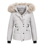 Elara Veste Matelassée Femme Parka Manteau Court Chunkyrayan MP19903 Grey-38 (M)