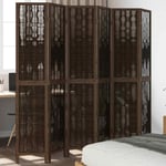 Room Divider 6 Panels Dark Brown Solid Wood Paulownia vidaXL