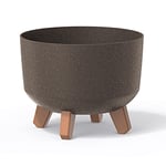 IMJ-Global Gracia Regular ECO WOOD Pot de fleurs en plastique décoratif et 33 % bois d'intérieur extérieur 39 x 39 x 27 cm Café design moderne 21,5 litres