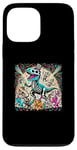 iPhone 13 Pro Max Funny T-Rex Skeleton Dinosaur with Cats Happy New Year Party Case