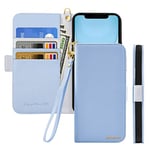 Butnyeoe Coque pour iPhone 11 Rabat,Housse iPhone 11 Clapet,Portefeuille Etui avec Fonction Support et Porte-Carte,Litchi Texturé Cuir/Antichoc Flip Cover Case.Bleu Clair