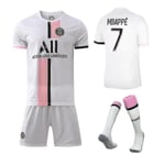 Regenboghorn Barn Fotboll Kits Fotbollströja Träning T-shirt Kostym 21/22-2a Mbappe PSG Away S (165-170 cm)