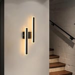 DELIPOP Applique Murale Intérieure LED, 32W 3600LM Lampe Murale Moderne Noir, Luminaire Mural Interieur Acrylique pour Chambre, Salon, Couloir, Escalier, 3000K Lumière Chaude