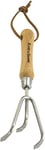 Kent & Stowe griffe piocheuse – Griffe de jardin 3 dents en acier inoxydable, griffe avec manche en frêne, longueur : 28 cm