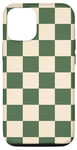 iPhone 14 Pro Green and Cream Classic Checkered Big Vintage Checkerboard Case