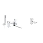 Bristan Cobalt Bath Shower Mixer with Wall-Mounted Single Function Handset, Shower and Bath Taps, Chrome - COB BSM C & COB BAS C Colbalt Basin Mixer - Chrome