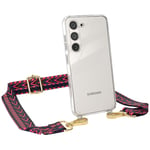 Phone Chain For Samsung Galaxy S23 Phone Cord With Transparent Cover Boho Pink