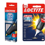 Loctite 639713 Hot Melt Glue Gun Sticks, 1 x 6 Sticks, Black & Super Glue Power Gel Control, Flexible Super Glue Gel, with Non-Drip Formula for Vertical Applications, Clear, 4g (Pack of 1)