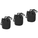 3Pcs 80mm ID x 100mm H Camera Lens Bag with Thick Protective Neoprene Black