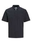 JACK & JONES Mens Mac Zip Short Sleeve Polo Shirt Dark Navy M