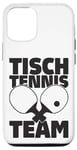 Coque pour iPhone 12/12 Pro Équipe de tennis de table avec inscription en allemand et raquette de tennis de table