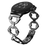 Miimall Bracelet en métal pour Google Pixel Watch 2/1 Bracelet avec diamants en cristal pour Google Pixel Watch 2, Pixel Watch -noir