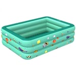 Grande piscine gonflable rectangulaire épaisse en PVC,baignoire d'été,jouet d'extérieur pour la famille et les enfants - Type [green 3]-130cm