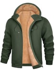 Xnova Sweat à Capuche Homme avec Zippée Hiver Sweat Polaire Zippé Chaud Épaisse Sherpa Manches Longues Survêtement Gilet Homme Hoodie, Vert Armée, L